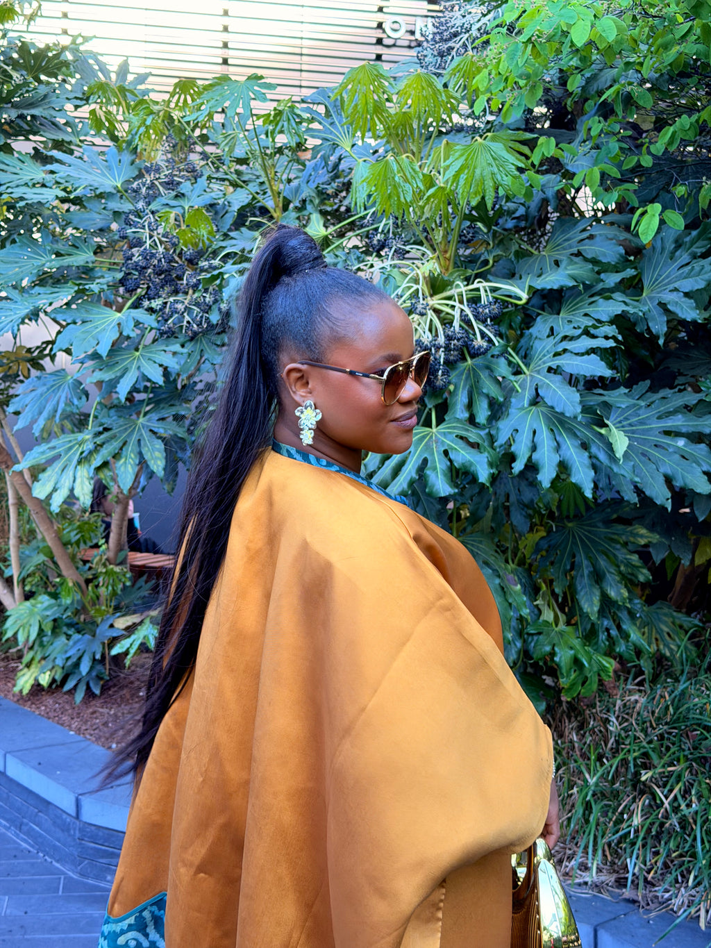 IBUKUN Adire Kaftan Dress- Orange Teal
